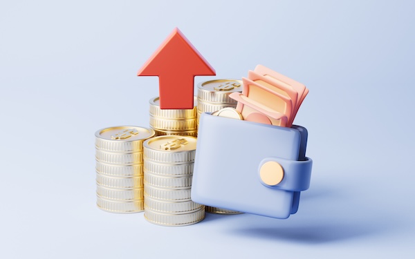 Stylized banknotes representing money and earning opportunities